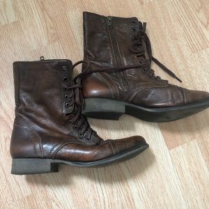 Steve Madden Brown Leather Combat Boots